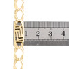 bracciale figaro link 8mm in oro giallo 10k con taglio a diamante strutturato e chiave greca da 8,50"