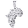 Sterling Silver & Round Diamond Africa Continent Map Pendant 1.60" Charm 1 ct.