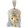 Genuine Pave Diamond Jesus Piece Charm 10K Yellow Gold 2.50" Pendant 2.55 Ct.