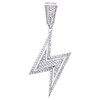 Sterling Silver & Diamond Lightning Bolt Symbol Pendant 1.3" Unisex Charm 1/2 CT