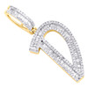 10K Yellow Gold Baguette Diamond Initial D Pendant 1.50" Letter Charm 3/4 CT.