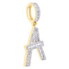 10K Yellow Gold Baguette Diamond Initial A Pendant 1.50" Letter Charm 3/4 CT.