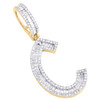 10K Yellow Gold Baguette Diamond Initial C Pendant 1.50" Letter Charm 3/4 CT.