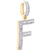 10K Yellow Gold Baguette Diamond Initial F Pendant 1.50" Letter Charm 3/4 CT.