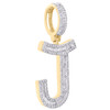 10K Yellow Gold Baguette Diamond Initial J Pendant 1.50" Letter Charm 3/4 CT.