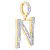 10K Yellow Gold Baguette Diamond Initial N Pendant 1.45" Letter Charm 7/8 CT.