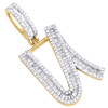 10K Yellow Gold Baguette Diamond Initial U Pendant 1.40" Letter Charm 7/8 CT.