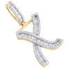 10K Yellow Gold Baguette Diamond Initial X Pendant 1.50" Letter Charm 3/4 CT.