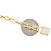 14K Yellow Gold Rolo Paperclip Style Fancy Link Padlock Charm 6mm Bracelet 6.75"