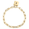 14K Yellow Gold 7mm Fancy Italian Link Padlock Charm Toggle Clasp Bracelet 7.75"