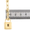 14K Yellow Gold 7mm Fancy Italian Link Padlock Charm Toggle Clasp Bracelet 7.75"