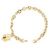 14 karat gult guld kærlighed hjerte nøgle charme toggle link 7 mm fancy statement armbånd 8"