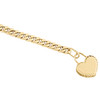 14K Yellow Gold Miami Cuban Link 7mm Textured Heart Toggle Charm Bracelet 7.5"