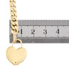 14 Karat Gelbgold Miami Cuban Link 7 mm strukturiertes Herz-Toggle-Charm-Armband 7,5"