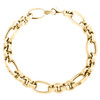 bracciale in oro giallo 14k ovale rettangolo rolo maglia italiana 8 mm 7,50"