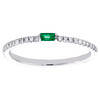 10K White Gold Emerald & Diamond Stackable Ring 1 Row Anniversary Band 0.17 Ct.