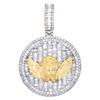 10K Yellow Gold Baguette Diamond Baby Angel Pendant 2" Statement Charm 4.25 CT.