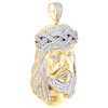 10K Yellow Gold Round Diamond Jesus Head Pendant 2" Statement Pave Charm 2.25 CT