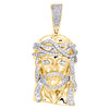 10K Yellow Gold Round Diamond Jesus Head Pendant 2.05" Statement Charm 1.50 CT.