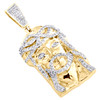 runder Jesuskopf-Anhänger aus 10-karätigem Gelbgold mit Diamanten, 5,2 cm, Statement-Charm, 1,50 ct.