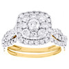 10-karätiger Gelbgold-Solitär-Diamant-Brautset mit Halo-Verlobungsring + Ring von 1,70 ct