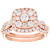 10K Rose Gold Solitaire Diamond Bridal Set Halo Engagement Ring + Band 1.70 Ct