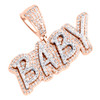 10K Rose Gold Round Diamond Statement BABY Pendant 1" Tiered Pave Charm 7/8 CT.