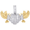 10K Yellow Gold Baguette Diamond Dove Heart Wings 1.15" Pendant Charm 2.33 CT.