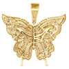 10K Yellow Gold Round Diamond Butterfly Pendant 1.9" Statement Pave Charm 4.2 CT