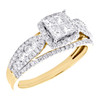 14K Yellow Gold Diamond Bridal Set Cathedral Engagement Ring + Wedding Band 1 Ct