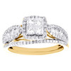 14K Yellow Gold Diamond Bridal Set Cathedral Engagement Ring + Wedding Band 1 Ct