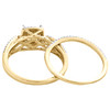 14K Yellow Gold Diamond Bridal Set Cathedral Engagement Ring + Wedding Band 1 Ct