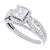 14K White Gold Diamond Bridal Set Cathedral Engagement Ring + Wedding Band 1 Ct.