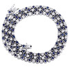 14K White Gold Sapphire & Diamond Prong Set 18" Tennis Necklace Chain 5.58 CT.