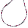 14K White Gold Real Ruby & Diamond Prong Set 18" Tennis Necklace Chain 5.75 CT.