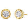 10K Yellow Gold Round Diamond Fluted Flower Cluster Stud 9mm Earrings 1/4 CT.