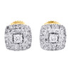 10K Yellow Gold Round Diamond Square Frame Halo Cluster Stud 7mm Earrings 1/3 CT