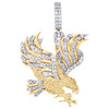 10K Yellow Gold Round Diamond American Eagle Bird Pendant 1.75" Charm 7/8 CT.