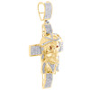10K Yellow Gold Round Diamond Jesus Face Cross Pendant 2.50" Pave Charm 1 CT.