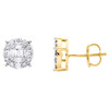 10K Yellow Gold Round & Baguette Diamond 4 Prong Circle Stud 8mm Earrings 5/8 CT