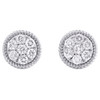 10K White Gold Real Diamond Rope Milgrain Flower Cluster Stud 11mm Earrings 1 CT