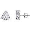 10K White Gold Round Diamond Triangle Stud 4 Prong 10mm Cluster Earrings 3/4 CT.