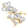 10K Yellow Gold Diamond Letter K Initial King Crown Pendant 1.55" Charm 1.50 CT.