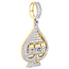 10K Yellow Gold Baguette Diamond Poker Ace of Spade Pendant 1.75" Charm  2.37 CT