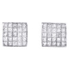 boucles d'oreilles carrées en diamant taille princesse en or blanc 14 carats de 8 mm 1 ct.