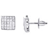 boucles d'oreilles carrées en diamant taille princesse en or blanc 14 carats de 8 mm 1 ct.