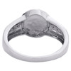 10K White Gold Round Diamond Dad Statement Pinky Ring 12mm Wedding Band 1/12 CT.