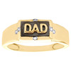 10K Yellow Gold Round Diamond Father Dad Enamel Ring 8mm Wedding Band 0.03 CT.
