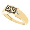 10K Yellow Gold Round Diamond Father Dad Enamel Ring 8mm Wedding Band 0.03 CT.