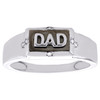 10K White Gold Round Diamond Father Dad Enamel Ring 8mm Wedding Band 0.03 CT.